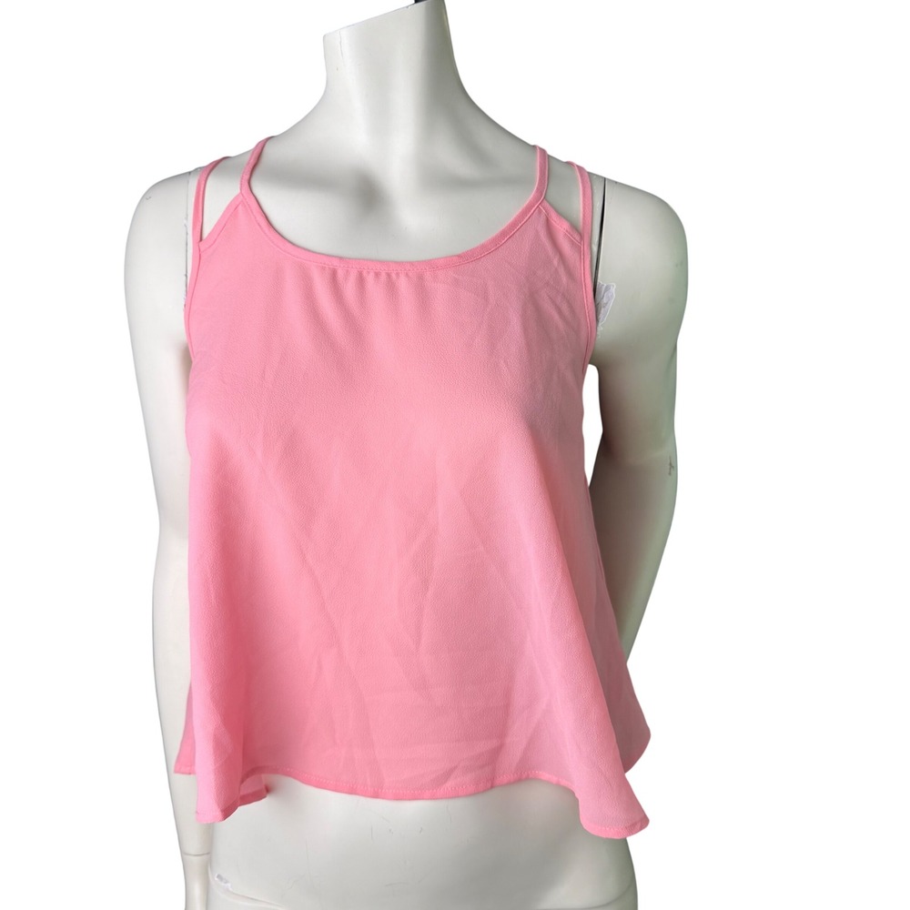 NWT E&M Pink Strappy Bow Back Crop Top Coquette Barbiecore Summer Tank Large